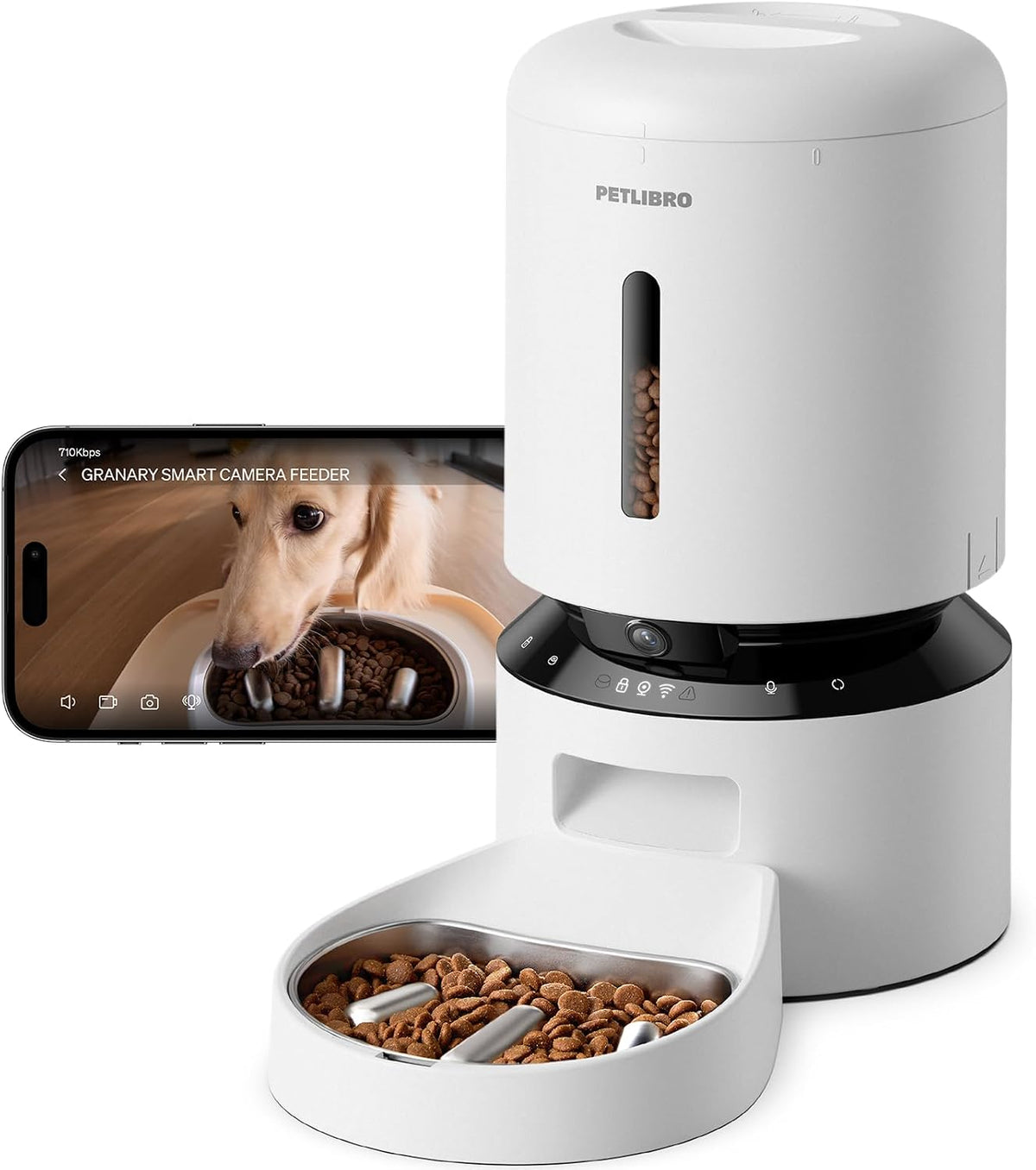 PETLIBRO Automatic Dog Feeder with Camera, Auto Cat Food Dispenser Slow Feeders Dogs Bowl, 1080P HD Video with Night Vision, 5G Wifi with 2-Way Audio, Stainless Steel Slow Food Tray for Small Dogs