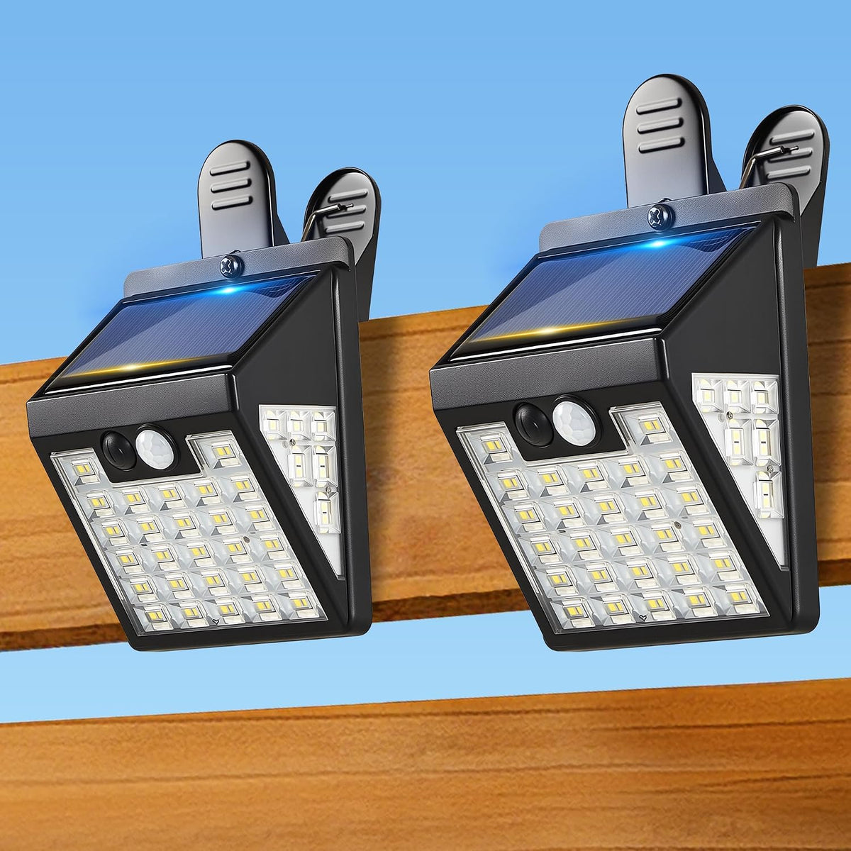 Clip on Solar Lights Outdoor, 600LM Motion Sensor Fence Lights