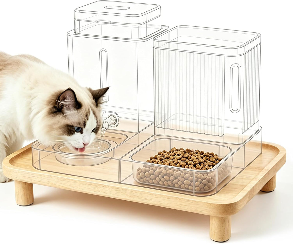 Lulu'S World Large Cat Food Stand,Elevated Cat Feeding Station Indoor XL