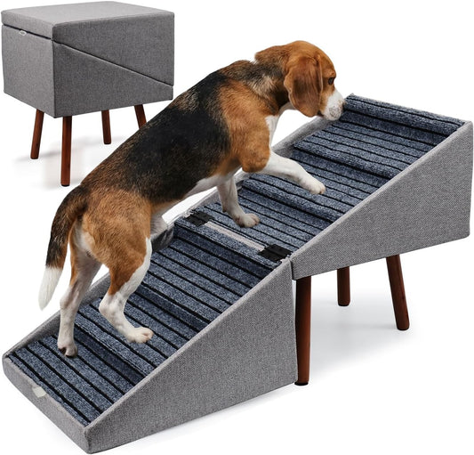 XXL 2-In-1 Ottoman Dog Stairs for Large Dogs,21.6 Inch Foldable