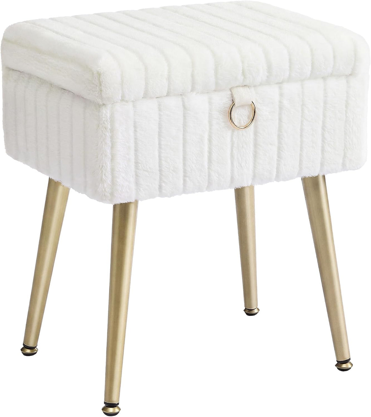 SONGMICS Vanity Stool Chair with Storage, Metal Legs, Max. Load 440 Lb