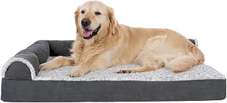 Furhaven Cooling Gel Dog Bed for Large Dogs, Perfect Comfort Sofa Bed with Cool Gel-Top Foam with a Solid Orthopedic Foam Base for Joint Support, Washable Cover, Jumbo XL, Plush & Velvet, Granite Gray
