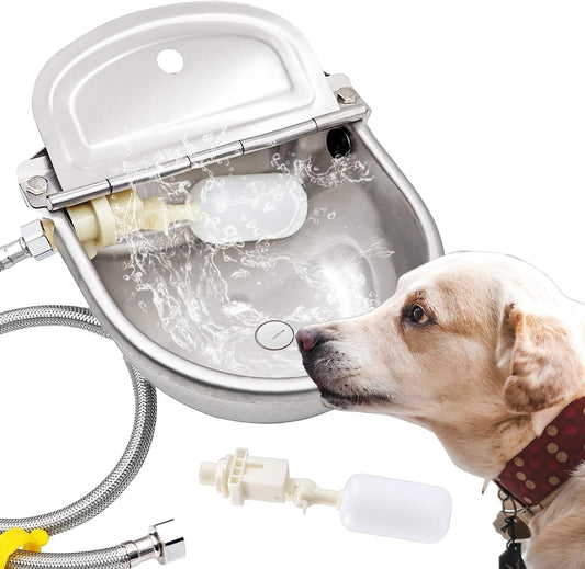 Automatic Dog Water Bowl Dispenser Large Pet Waterer Feeder Stainless-Steel