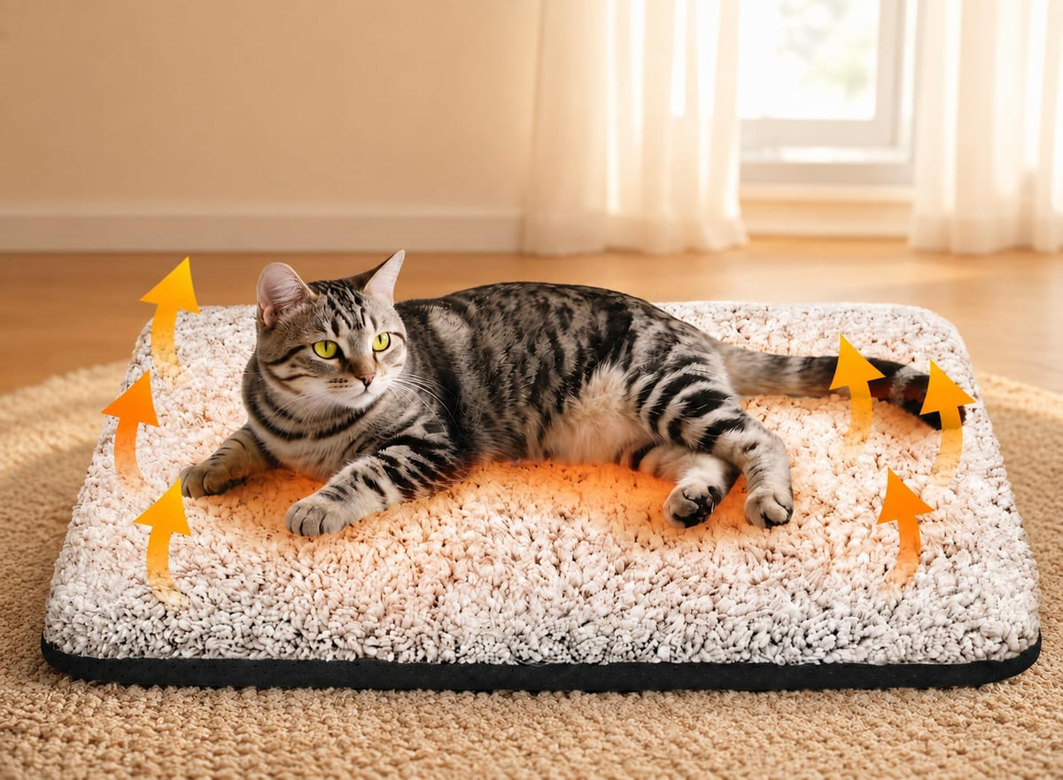 Self Warming Cat Bed, 2.0 Upgraded Thermal Mat for Indoor Cats, 18 X 27 In