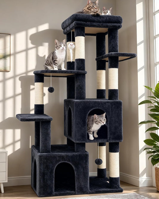 Globlazer Heavy Duty Cat Trees for Big Cats Maine Coon, F61, Light Grey