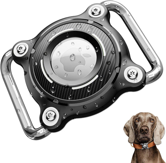SCALLOP for Airtag Holder for Dog Collar - IP68 Waterproof Airtag Dog Collar Holder with Removable Metal Clip, Sturdy TPU for Apple Airtag,Fits 0.7-1.3" Width Medium Large Collars