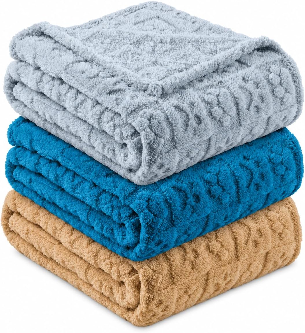 Dog Blankets for Small Dogs and Puppies, 3 Pack Washable Pet Blankets 30" X 20", Lightweight Soft Fleece Puppy Blanket for Crate, Kennel, Carrier, Bed, Cat Blanket