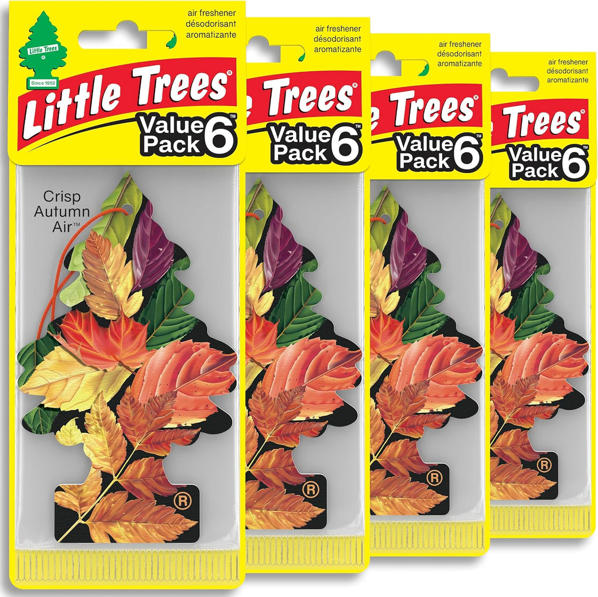 LITTLE TREES Car Air Freshener, 4 Count (Pack of 6), Crisp Autumn Air