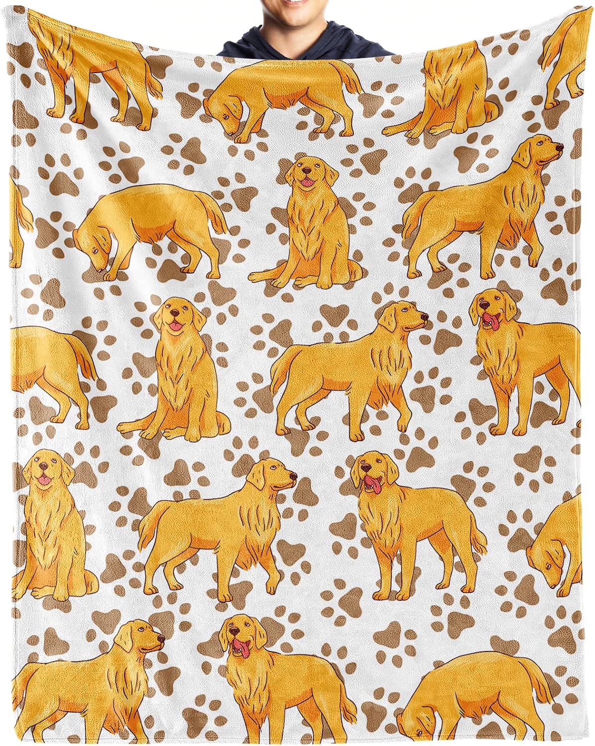 Golden Retriever Blanket Gifts, Dog Pattern Flannel Fleece Throw Blanket Soft, Lightweight, Comfortable, Warm Golden Retriever Themed Blanket for Humans Adults Kids