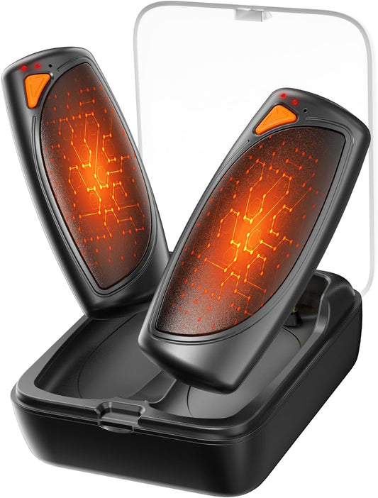 Hand Warmers Rechargeable with Charge Case, 2 Packs 14,000Mah Electric Hand Warmer Battery Powered Dual Sided Reusable Long Battery Life Portable Pocket Heater Gifts for Men Women Golf, Hunting Gear