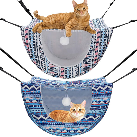 Unittype 2 Pieces Cat Cage Hammock Hanging Pet Bed, 2 Styles, Boho