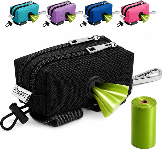 FURHAB Dog Poop Bag Holder for Leash with Carabiner Clip Soft Fabric