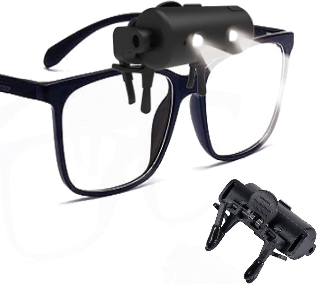 Night Light Flashlight Light up Glasses Rechargeable Clip on Light for Glasses 2 Pack — Reading, Crochet, Safety & Night Work | LED Eyeglass Flashlight, USB Charging, Mini Light, Fits Any Frame