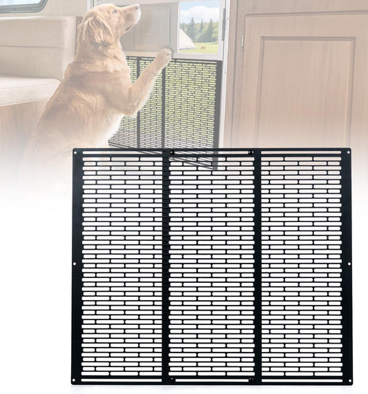 RV Screen Door Protector Heavy Duty Camper Screen Door Guard W/Screw Mount Powder-Coated Pet-Resistant Mesh Prevents Dogs Scratching, Screen Protector for RV Entry Doors (Patent Design)