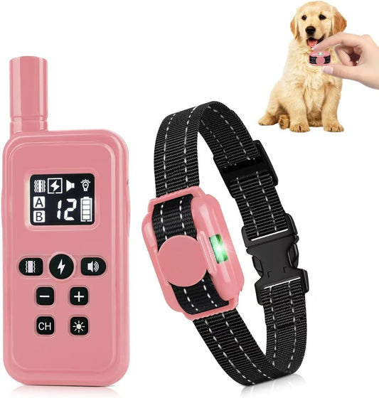 Ultra-Small Dog Shock Collar, Ultra-Thin & Light Dog Training Collar with Remote for Small Dogs 5-15Lbs & Medium Large Dogs, 2000Ft Range, Waterproof, Rechargeable,Pink