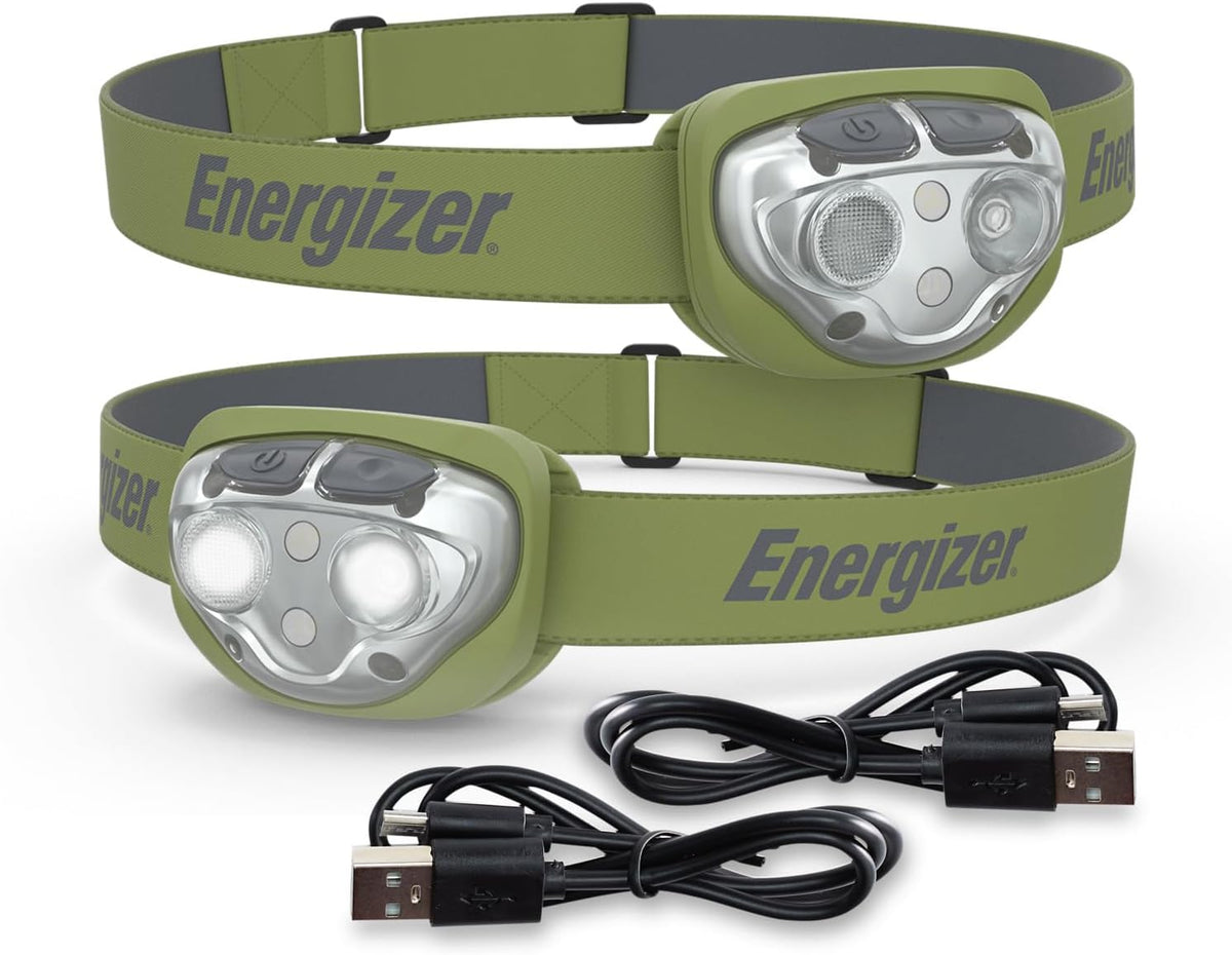 Energizer PRO-400 Headlamps for Adults, Rechargeable Led Headlights, 2-Pack