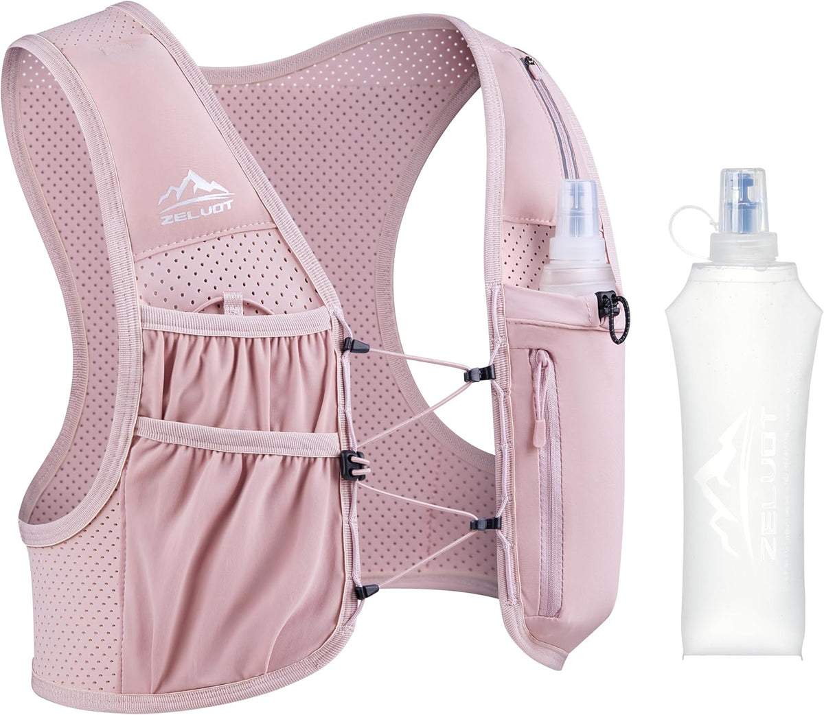 Running Hydration Vest, Adjustable Chest Straps Running Vest for Women Men with 500Ml Soft Flask