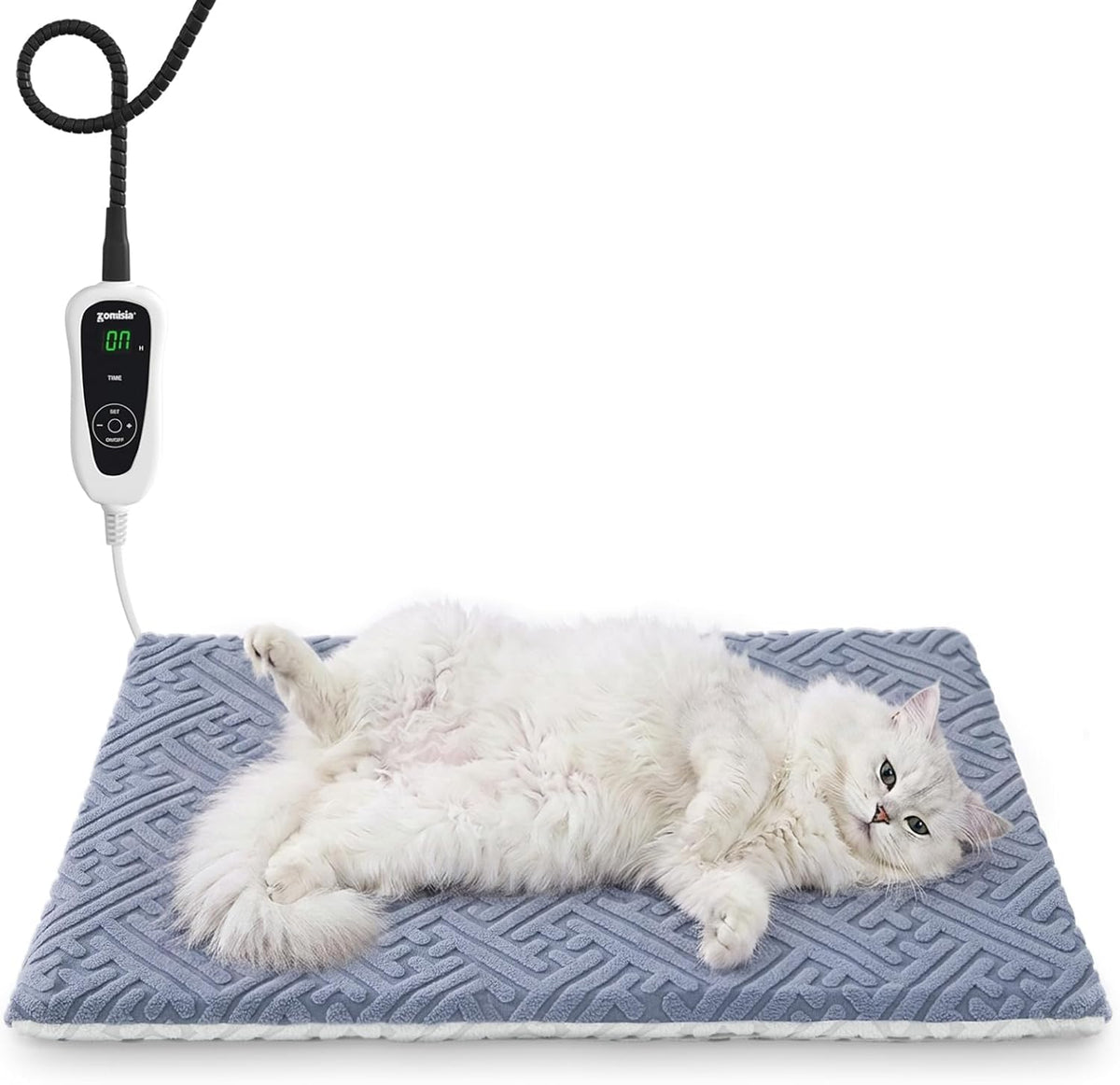 ZOMISIA Cat Heating Pad, Heated Cat Bed Indoor, 11 Temp & 25 Timer Settings