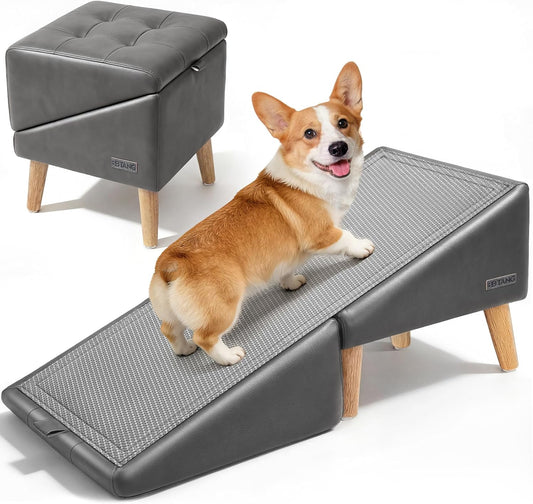 Dog Stairs for Small Dogs 16" H - Upgraded Non-Slip Dog Ramp for Couch