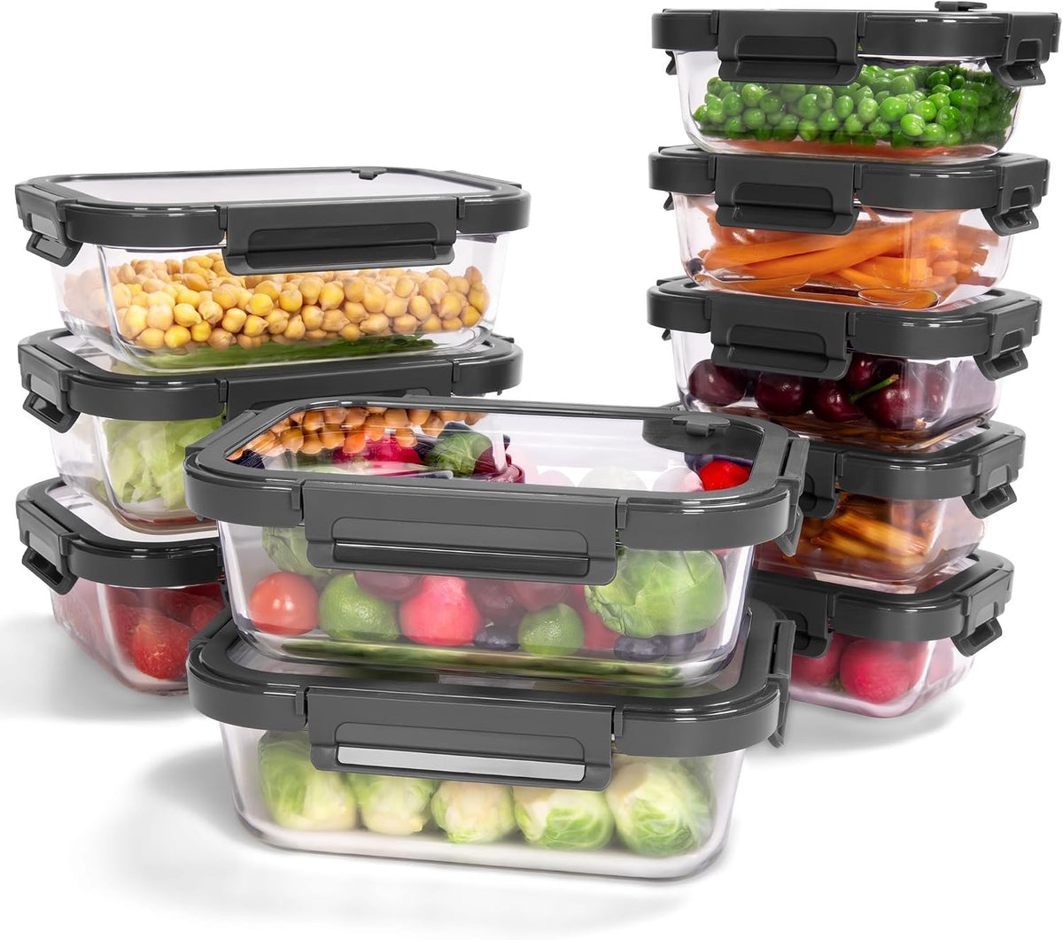 10-Pack Glass Food Storage Containers with Tempered Glass Lids – Borosilicate, Airtight, Oven-Safe (-4°F~950°F), Bpa-Free, 4.4 & 1.6 Cup, Leak-Proof, Dishwasher Safe (Pink)