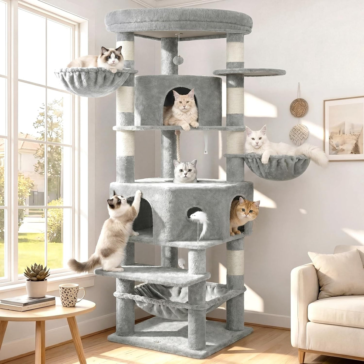 Cat Tree, 81.1" Skyward Corner Cat Tower for Large Cats VCT031W