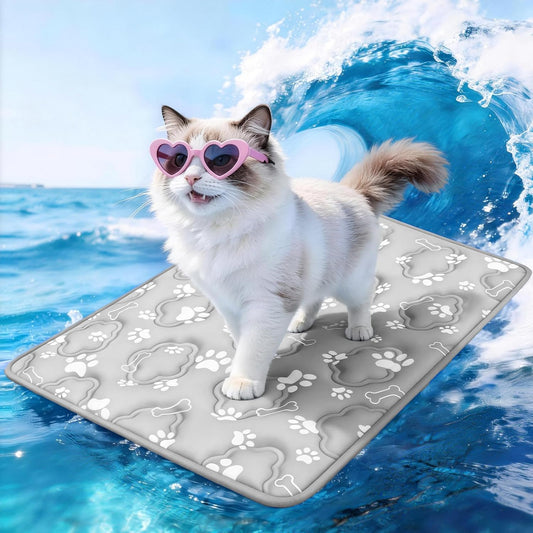 Prisay Cooling Mat for Dogs, Cooling Cat Mat for Indoor & Outdoor, Q-Max>0.5, Machine Washable Non-Toxic Portable Pet Cooling Pad for Puppy, Kennel, Crate, Car - S(18" X 24") - Blue
