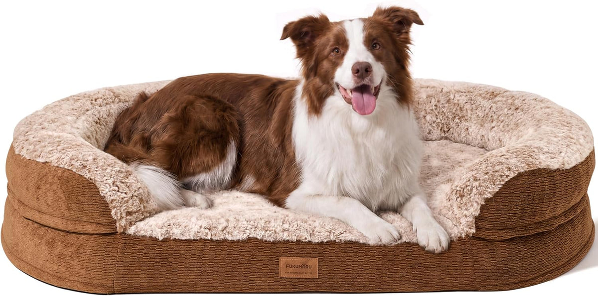 FUKUMARU Large Thickened Dog Couch Bed, Orthopedic, Waterproof & Washable
