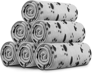 Comsmart Pet Blanket Dog Cat Soft Fleece Blankets Sleep Mat Pad Bed Cover with Paw Print for Kitten Puppy and Other Small Animals, 6 Pack of 24X28 Inches