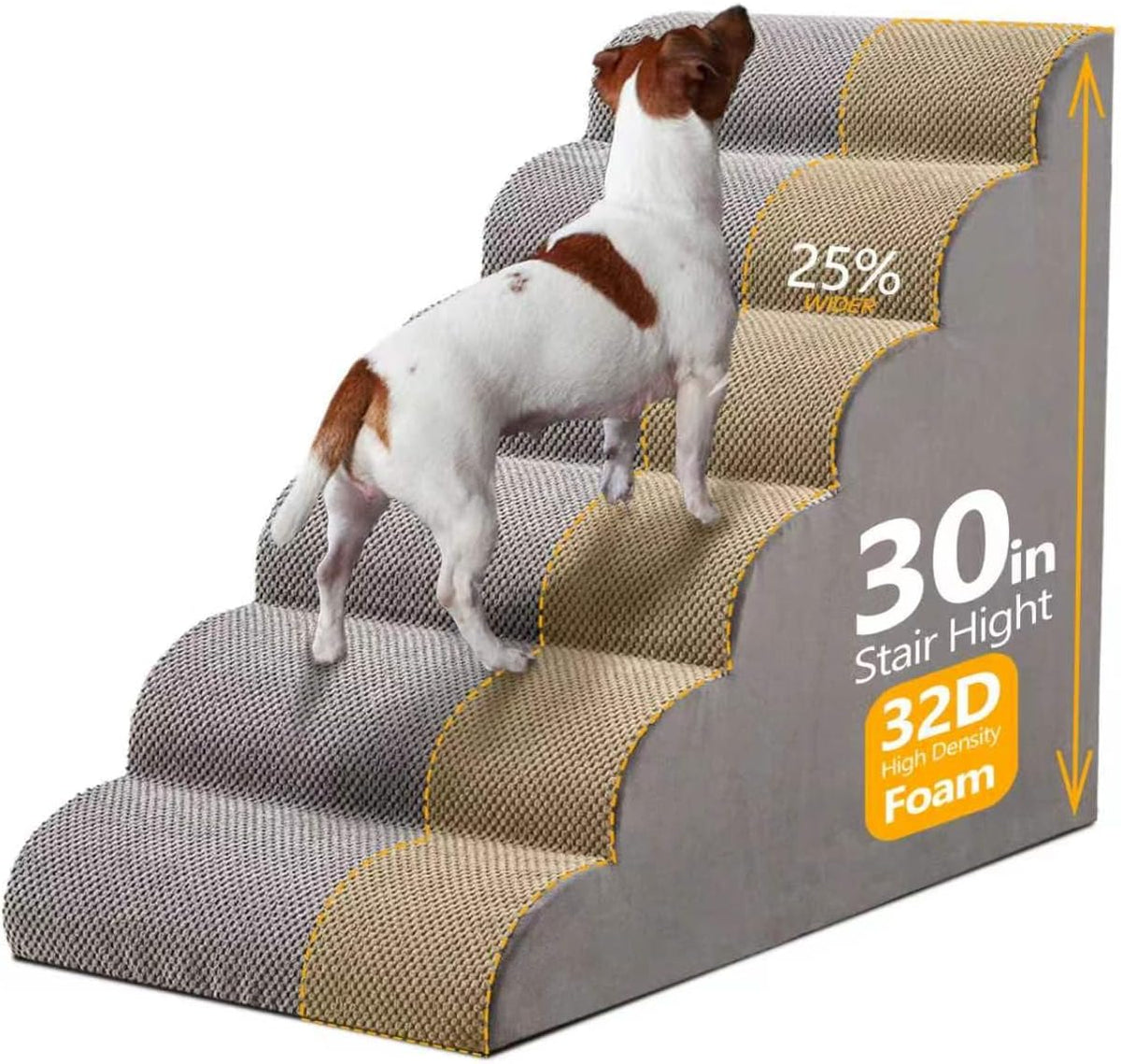 Dog Stairs for High Beds 30-36" H 6-Step Pet Stairs for Large Dogs