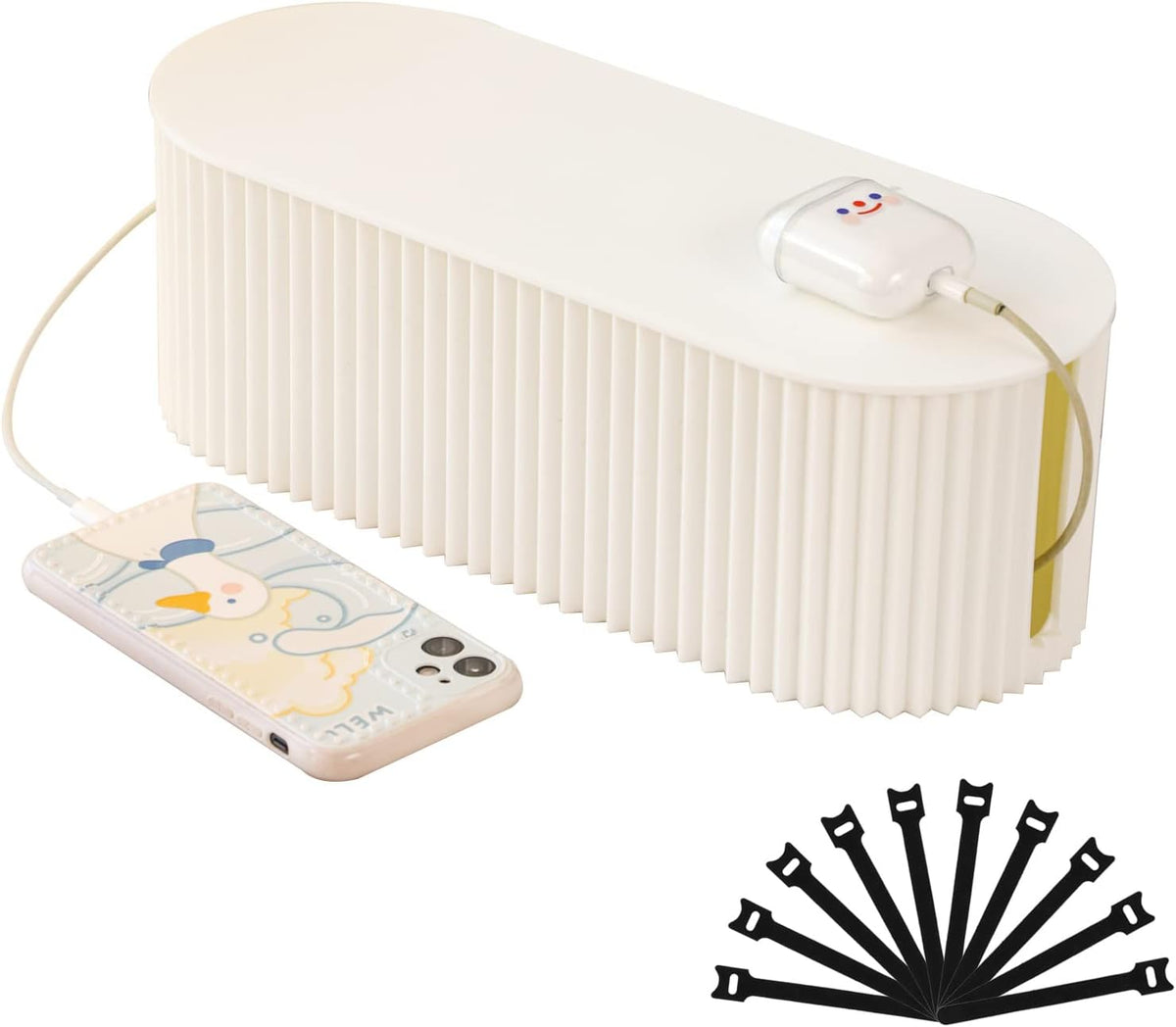 FABROK Cable Management Box, Plastic Cord Hider Box, Small, White