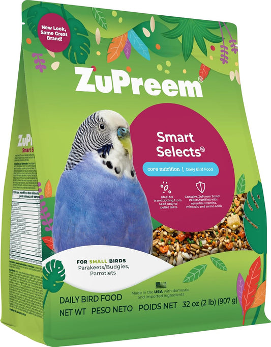Zupreem Smart Selects Parakeet & Budgie Food, Seed Blend, Small, 2 Lb