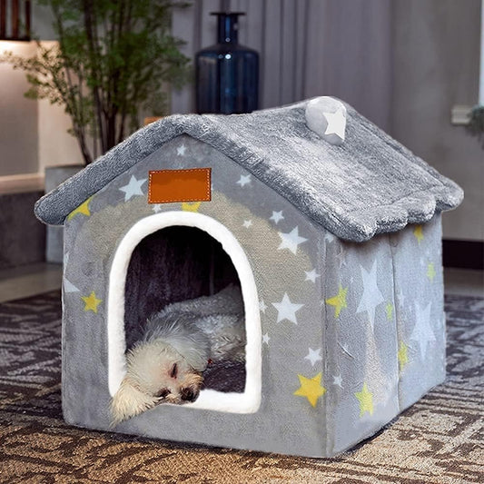 BXEBUI Dog House Indoor Memory Sponge, Foldable Dog House Kennel Bed Mat with Cushion for Small Medium Large Dogs Cats, Winter Warm Cat Nest Puppy Cave Sofa Pet Products (Small)