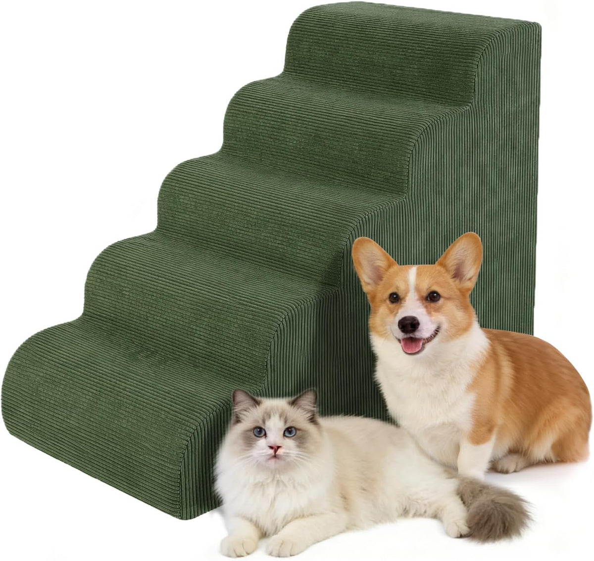 Dog Stairs for HIGT Bed - 24" H 5-Step Dog Ramp up to 50 Lbs, Green