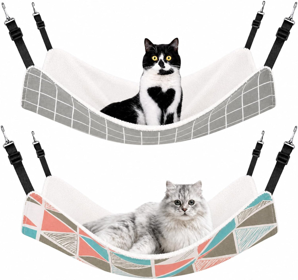 Jetec 2 Pack Cat Hammock for Cage, Geometry Pattern, M