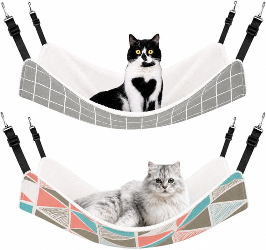 Jetec 2 Pack Cat Hammock for Cage, Geometry Pattern, M