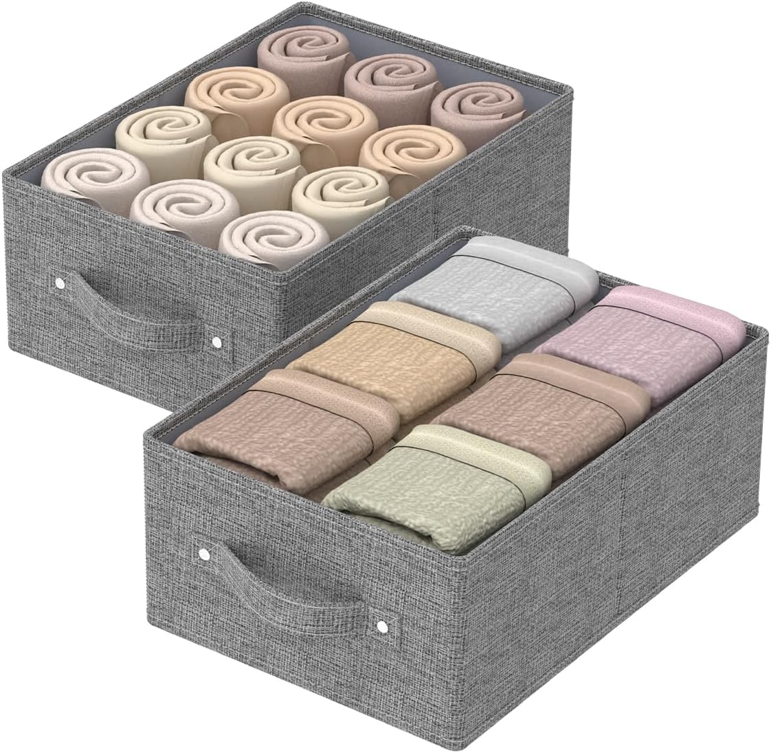 Collapsible Storage Baskets with Handles,Grey,13X9X5.5In,2 Pack