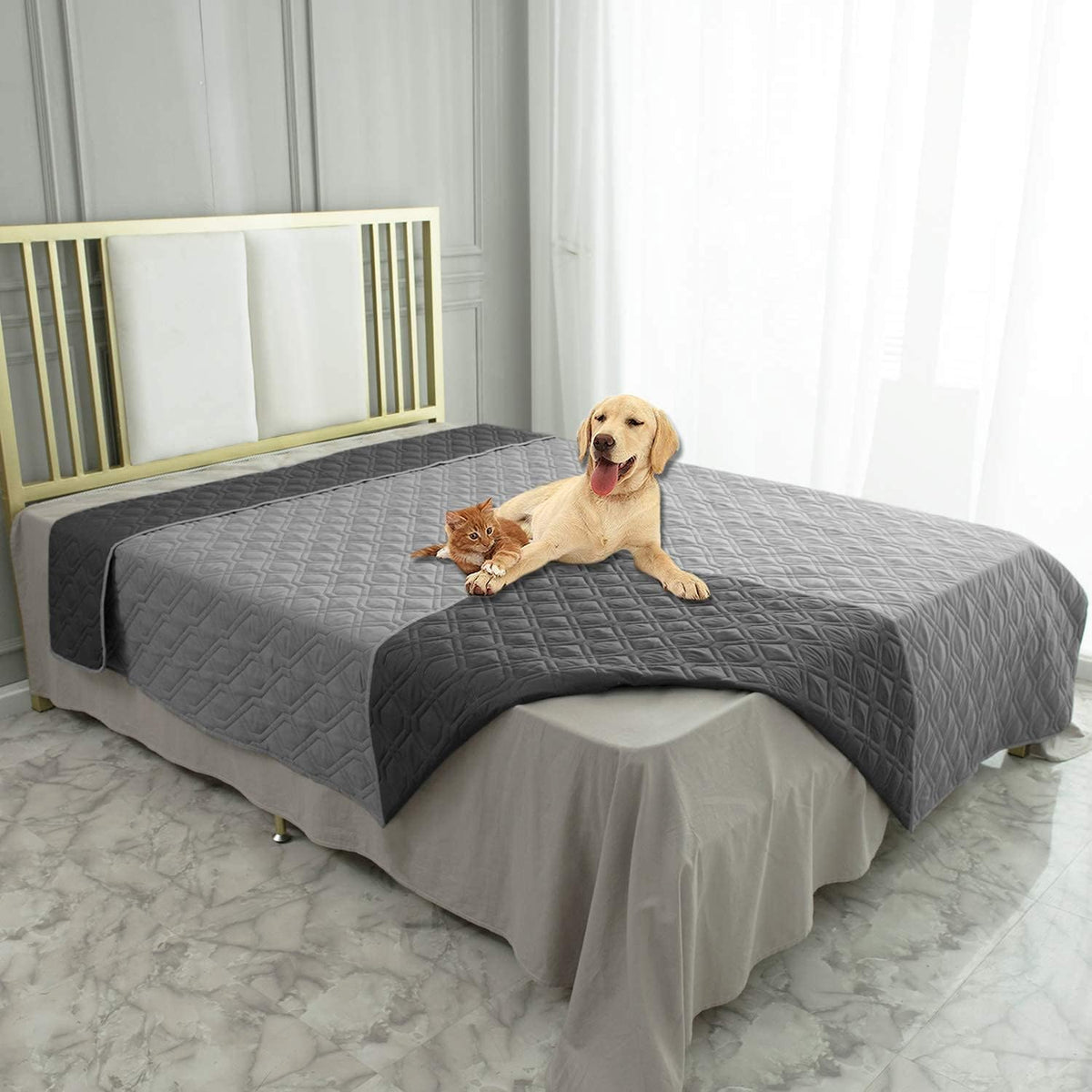 Ameritex Waterproof Blanket Reversible Dog Bed Cover Pet Blanket for Furniture Bed Couch Sofa