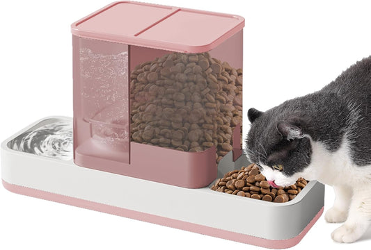 Yummy Sam Automatic Small Pet Feeder and Water Dispenser, Pink