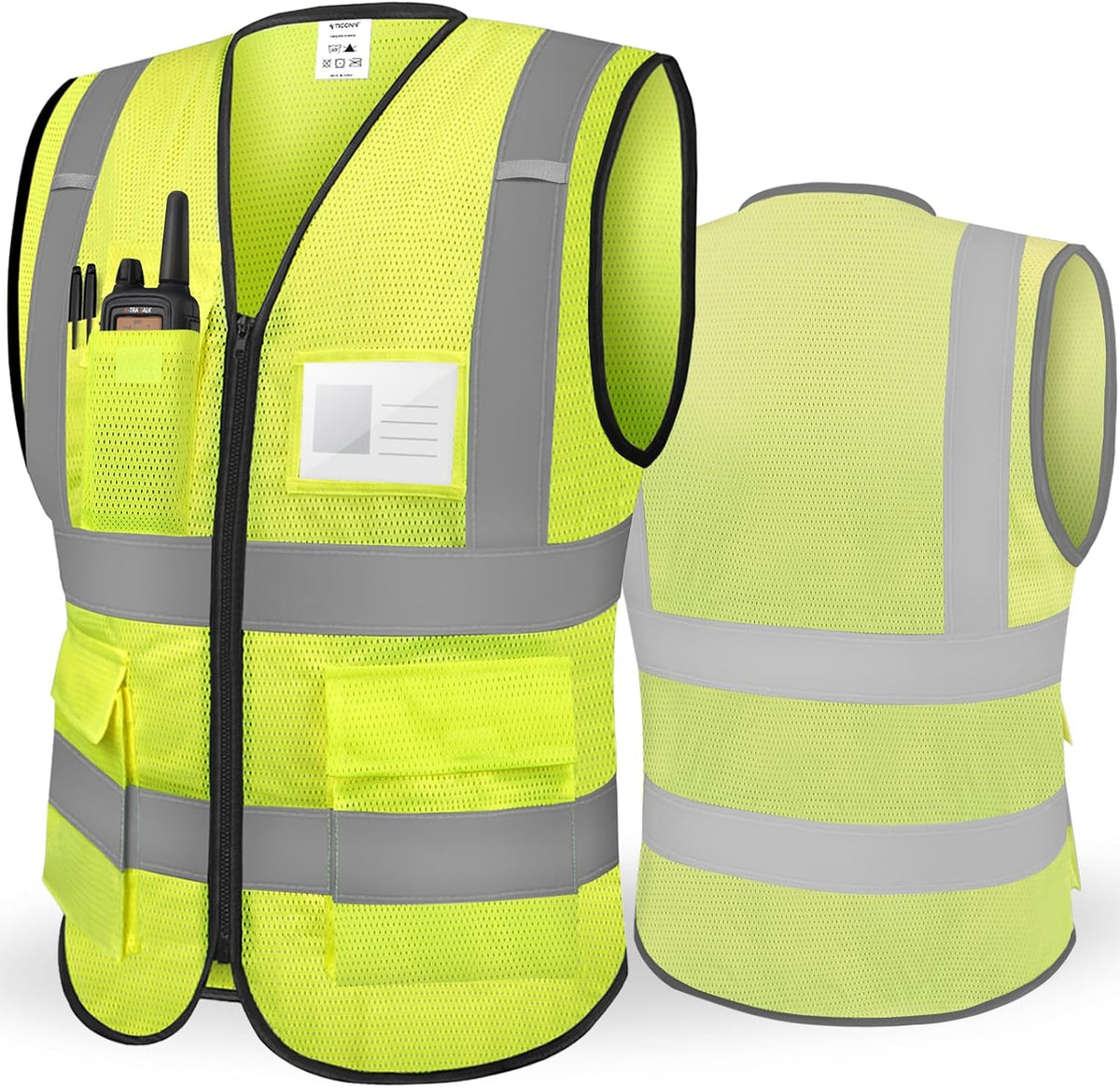 TICONN High Visibility Reflective Safety Vest for Men & Women, ANSI Class 2