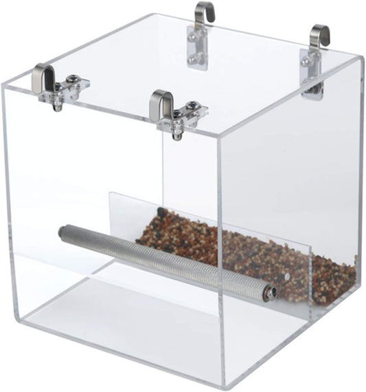 Automatic Acrylic Bird Feeder for Cage, No Mess Bird Feeder for Cage
