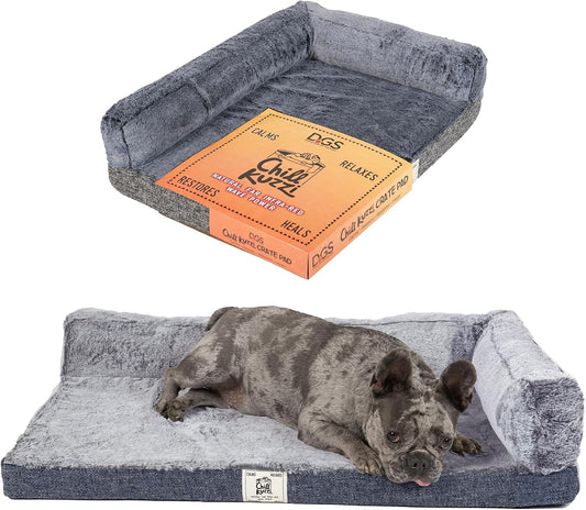 Dog Gone Smart Chill Kuzzi Dual Bolster Crate Pad - Slate Grey, 22 X 35 In