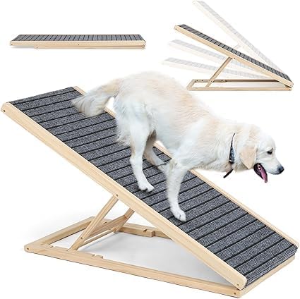 40" Dog Ramp for Couch & Low Bed – Extra Wide 16” Non-Slip Walking Surface, Load 200 Lbs, Adjustable Pet Ramp with 4" Top Platform for Small Senior Dogs Dachshund Corgi – Dog Stairs Alternative