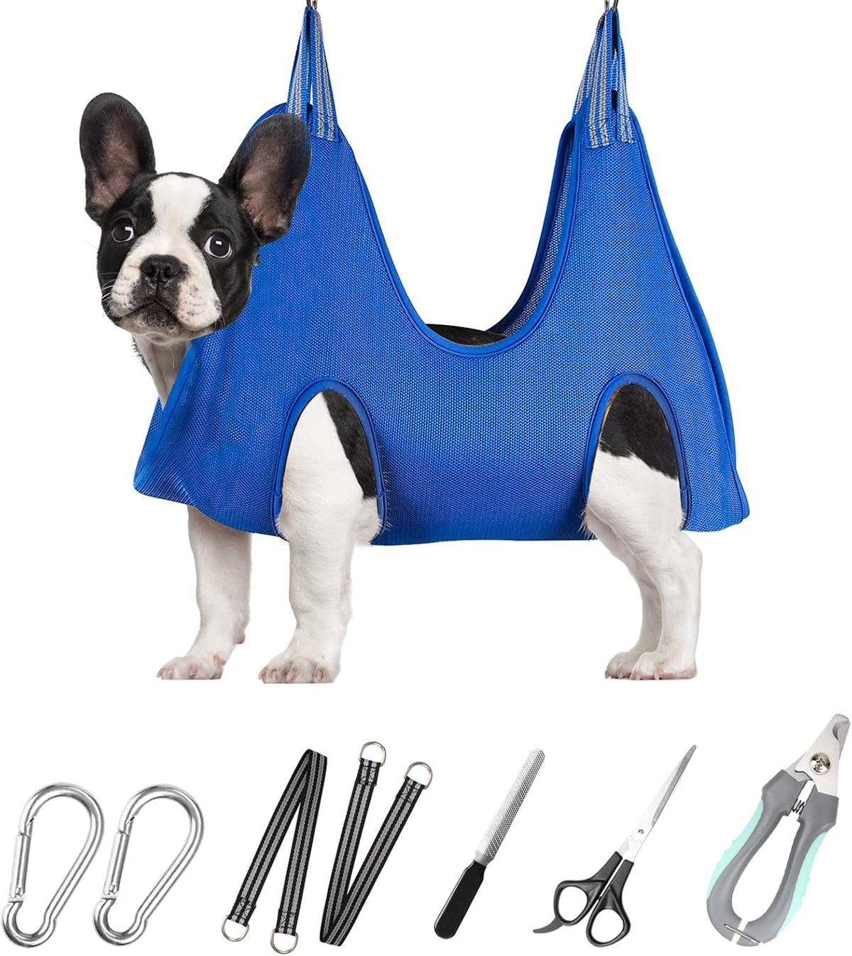 Loflaze Dog Grooming Hammock Harness for Dogs & Cats with Pet Nail Clipper Trimmer - Cat Hanger Sling for Trimming Clipping Nails- Dog Hammock Restraint Bag for Small Medium Large Pet （ Grey XS）