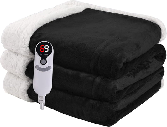 Electric Heated Blanket Full Size 72"X84", Black