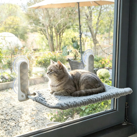 AIWIKIDE Cat Window Perch, Easy Install Bracket, Portable Wall Hammock for Indoor Cat, Light Blue