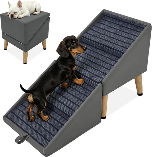 Dog Stairs for Dogs, 2-In-1 Foldable Pet Steps & Ottoman