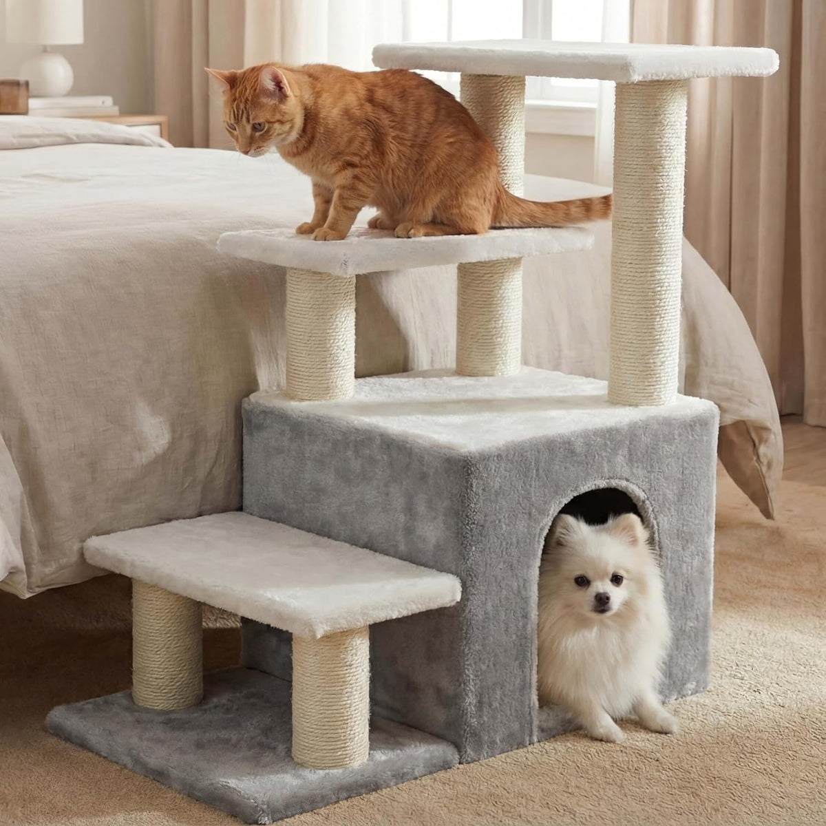Heybly Cat Scratching Post, Pet Steps for Indoor Cats and Dogs, HSP002SWWH