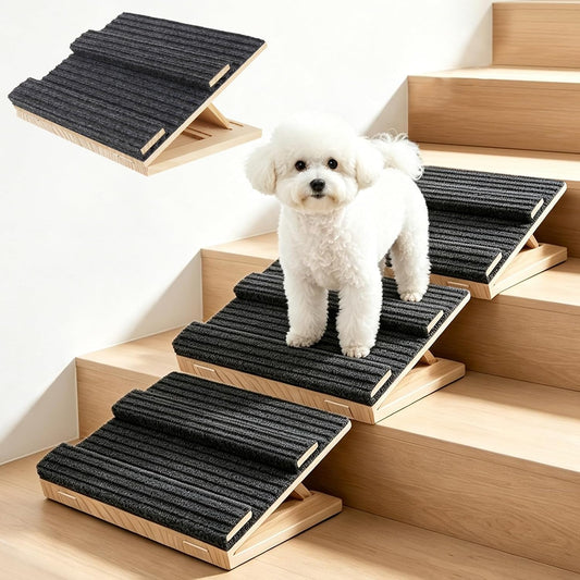 3 Pack Adjustable Dog Ramp for Stairs with Traction Bars, Portable Pet Ramp for Small Dogs and Cats, Indoor Outdoor Mobility Support