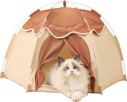 Gigreinc Cat Tent for Indoor, Indoor Dog House,Kitten Tent Suitable for Samll Dogs,Pet Cute Cave Nest Dog Houses(Beige, Large)