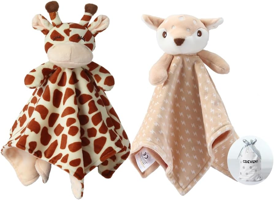 CREVENT Cozy Plush Baby Security Blanket, Loveys for Baby Girls and Boys, Birthday (Brown Deer)